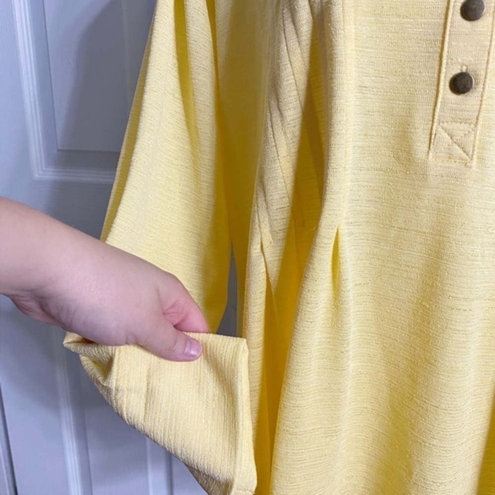 New Directions Yellow 3/4‎ Sleeve Business Casual Shirt - Picture 4 of 10